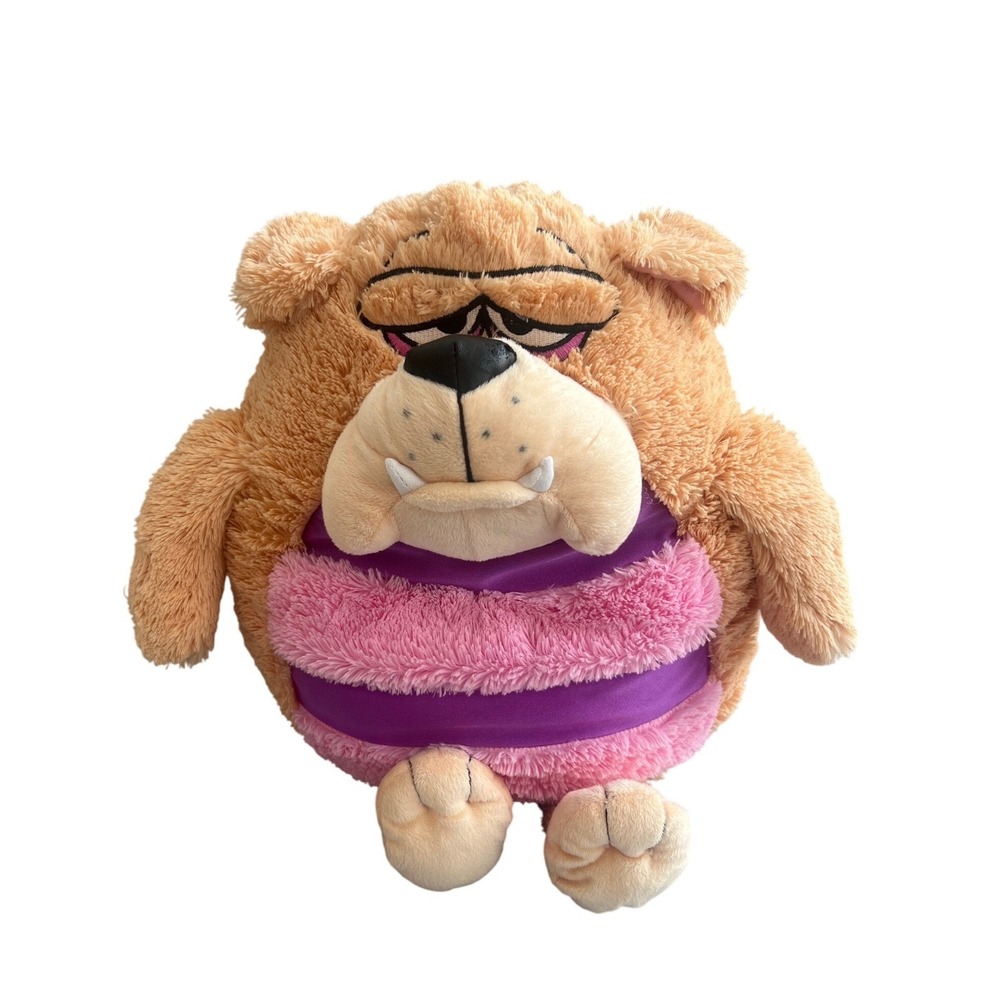 KooKoo Kennel Bulldog Plush Stuffed Animal Toy Pink Purple Stripes